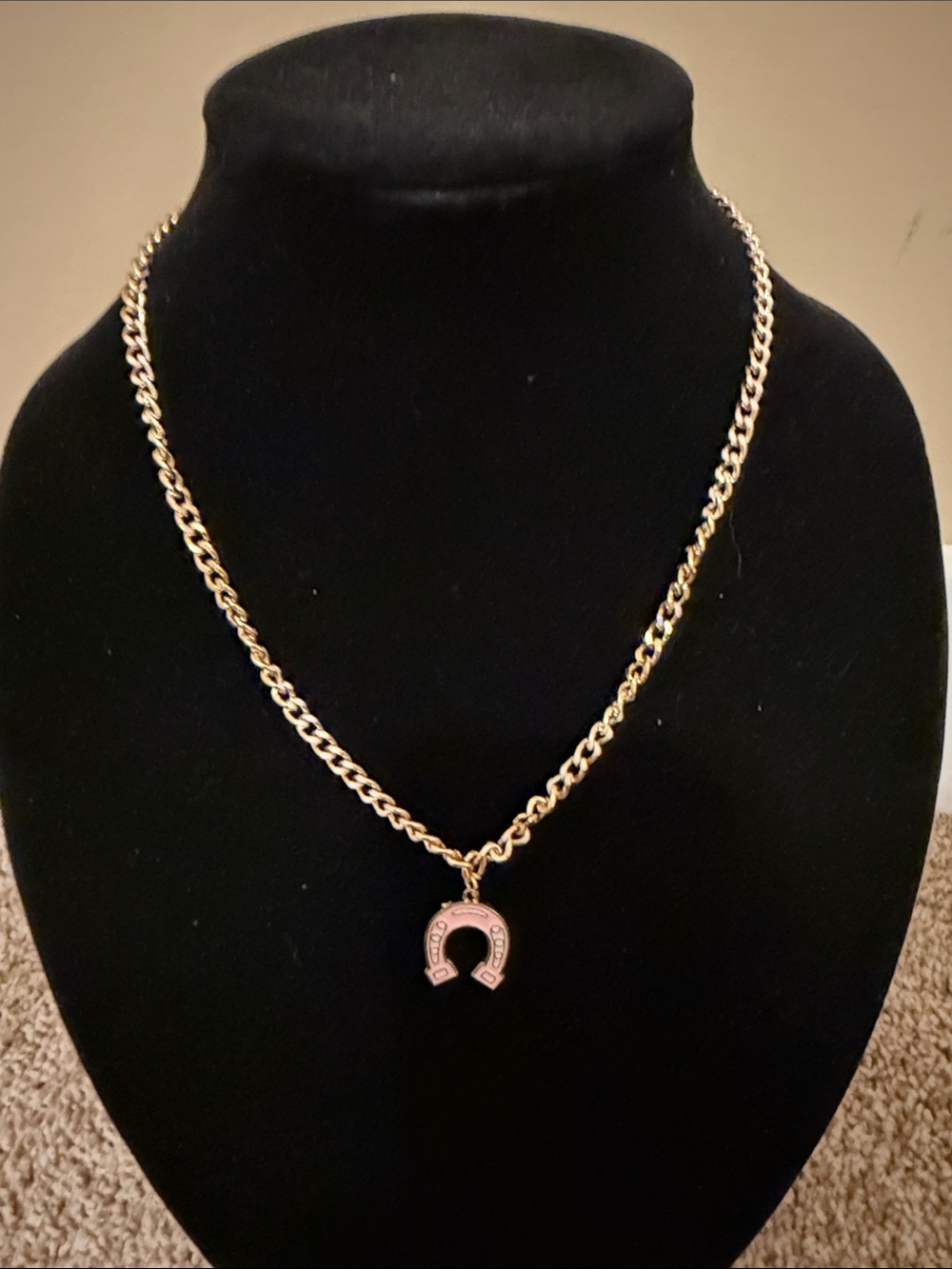 Gold-Tone Horseshoe Pendant Chain Necklace - Women Jewelry